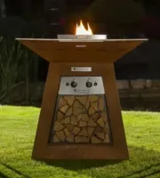 Notre zone d'activité pour ce service Braseros Nicolazi en habillage bois combinant esthétique et fonctionnalité pour la cuisine extérieure