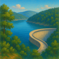 Lac de Villerest près de Roanne dans la Loire